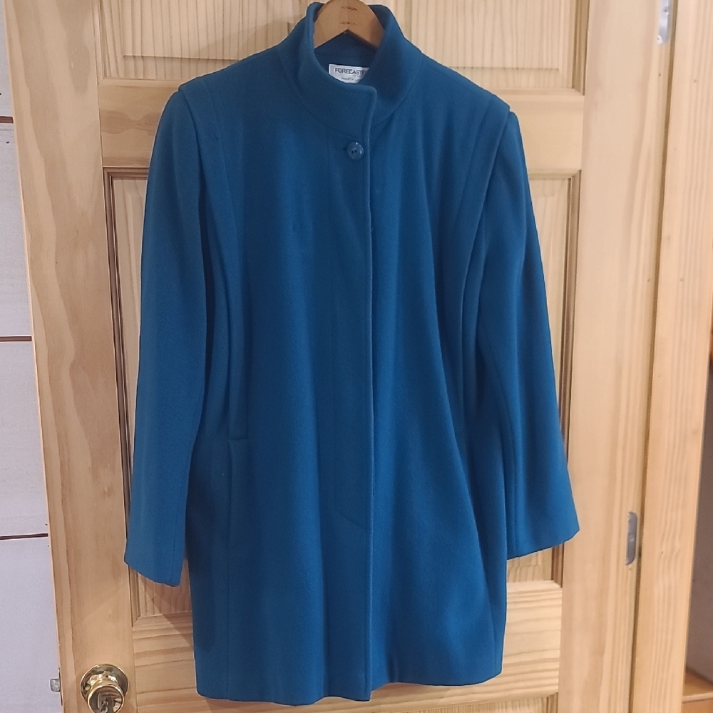 Elegant Vintage Women's Wool Teal Trench Coat